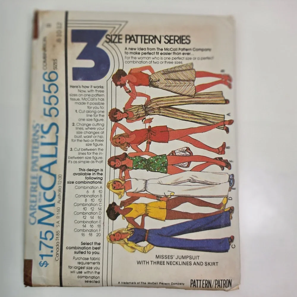 Vintage 1970s McCalls 5556 Misses Jumpsuit Wrap Skirt Pattern Size 8 10 12